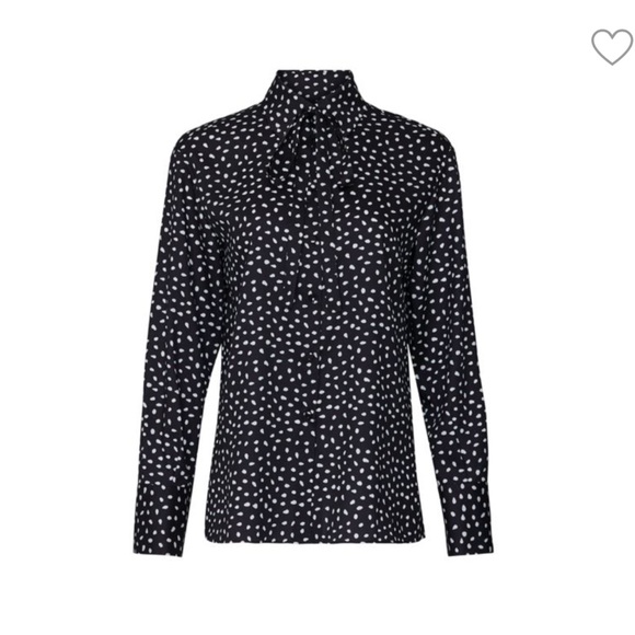 JASON WU Women's Polka Dot Tie Neck Blouse Size 12 in Black - Picture 4 of 6